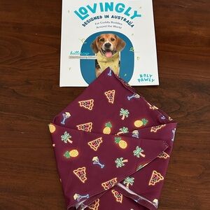 Buttercup Dog Bandana - Burgundy with Tropical Print - BRAND NEW